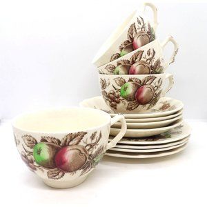 Johnson Bros. Vtg. Harvest Time Ironstone Cups Saucers Plates Lot of 12